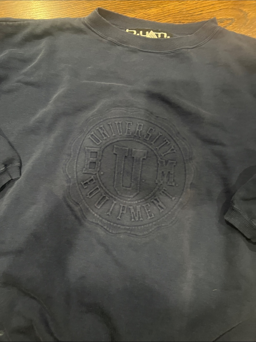 University Equipment Embossed Crewneck Sweatshirt - Navy
